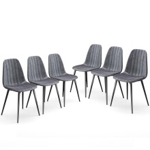 (Dark Grey , 6) 4/6 Carlo Anti Stain Velvet Dining Chairs Padded Seat Metal Legs Kitchen Office