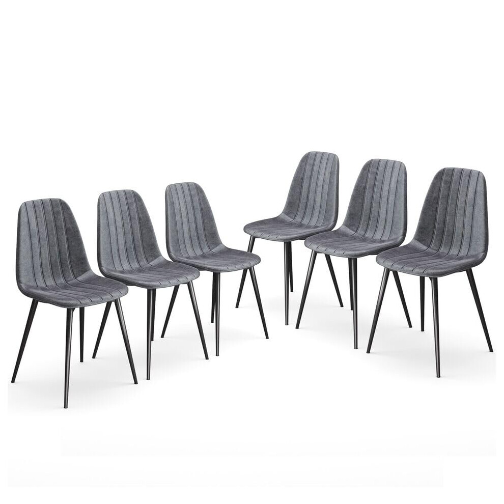 (Dark Grey , 6) 4/6 Carlo Anti Stain Velvet Dining Chairs Padded Seat Metal Legs Kitchen Office