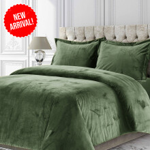 (Olive, King Size Bedspread) Velvet Quilted Bedspread Set with Pillow Shams - Faux Fur & Microfiber Bedding (Double, King, Super King) - Hypoallergenic, Machine Washable
