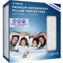 UltraPlush Pillow Protector- Waterproof & Hypoallergenic Covers - Dust Mite Proof 2 Pack of Zipped Premium Protectors - Soft & Gentle Pillow Cases-