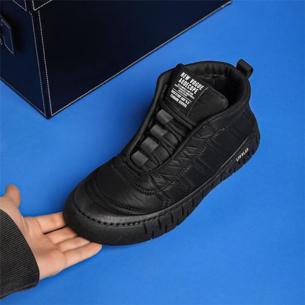 (black, cotton, 39) Men's Korean Fashion High-top Sports Shoes - Autumn/winter Velvet Casual Sneakers