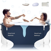 140cm Extra Large Portable Foldable Bathtub with Metal Frame for Adult