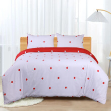 (White & Red Dotted, King) Reversible Duvet Quilt Cover Floral Bedding Sets