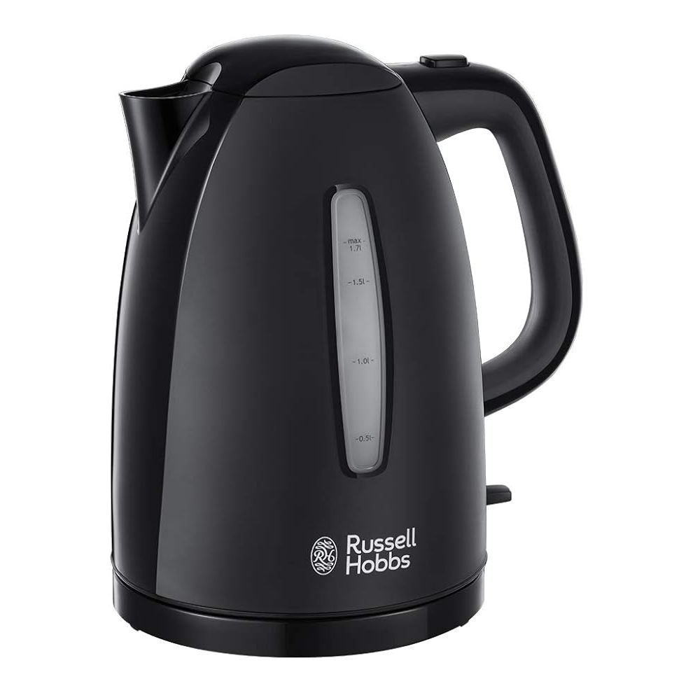 Russell Hobbs Black Textures Electric Cordless Kettle (Fast Boil 3Kw, Premium Plastic, 1.7L