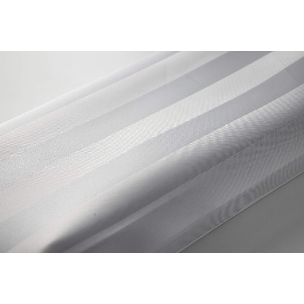 White Satin Stripe Shower Curtain Polyester Fabric - VARIOUS SIZES - STANDARD/EXTRA SHORT/EXTRA WIDE/EXTRA LONG - Machine Washable - Weighted Hem -