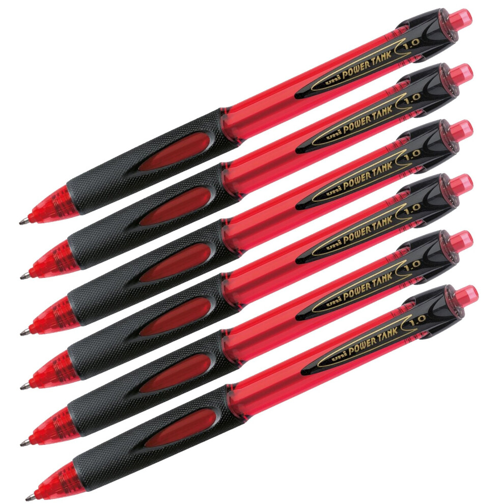 uni-ball? Powertank Ballpoint Pen with Push Mechanism, Stroke Width 0.4 mm, Ink Colour: Red, 6 St?ck rot, 1 item