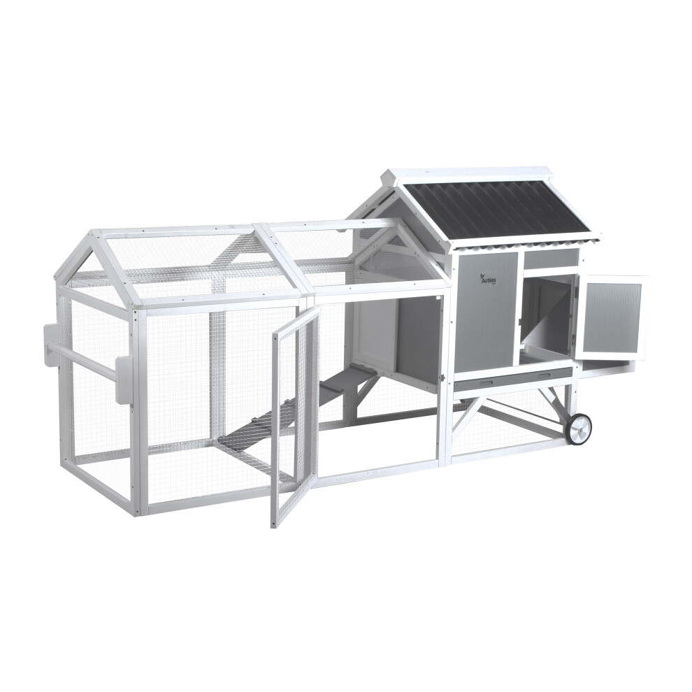 Actiaspet - Large Wooden Chicken Coop With Nesting Box And Wheels