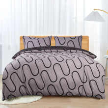 (Black & Grey Wave, King) Reversible Duvet Quilt Cover Floral Bedding Sets