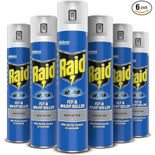 Raid Rapid Action Fly & Wasp Killer, Fly Killer Spray For Indoor Use, Pack of 6 (6 x 300ml)