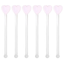 (As show, One size) 6Pcs Transparent Glass Stirring Sticks Decorative Cocktail Wine Stirrers Wine Decors