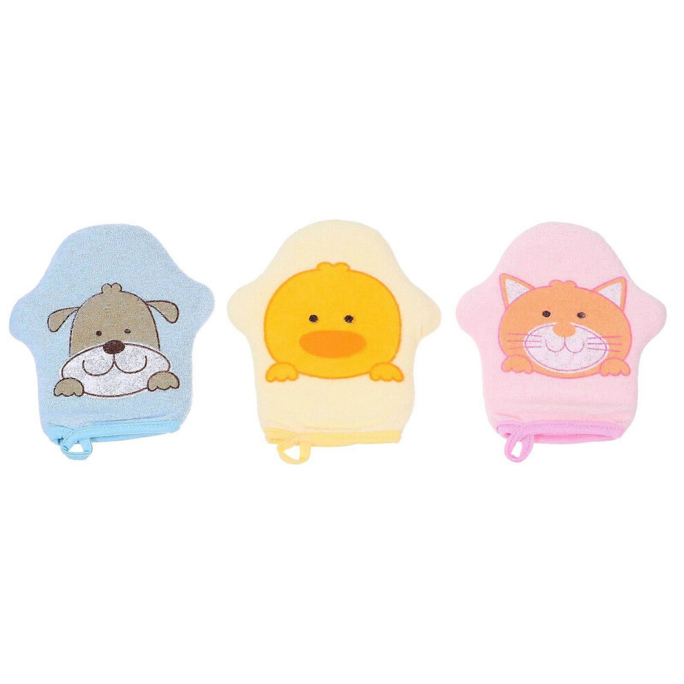 (As show, One size) 3pcs Cartoon Bathing Gloves Children Shower Gloves Foaming Gloves for Baby