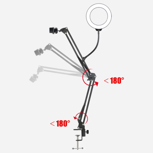Overhead Tripod for Phone with Ring Light Desktop Cellphone 2