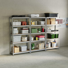 (Galvanised, 3 Bay) 5 Tier Heavy Duty Adjustable Steel Garage Shelving