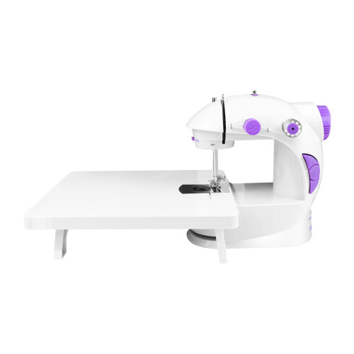 Beginner mini sewing machine, electric sewing machine with sewing tools, battery and expansion table, children's gift (white)