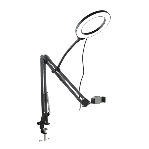 Overhead Tripod for Phone with Ring Light Desktop Cellphone