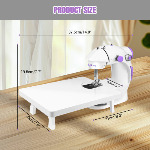 Beginner mini sewing machine, electric sewing machine with sewing tools, battery and expansion table, children's gift (white) 1
