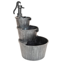 GardenKraft 21409 3 Tier Silver Barrel Fountain / Cascading Water Feature