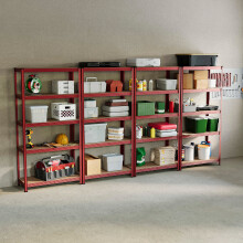 (Red, 4 Bay) 5 Tier Heavy Duty Adjustable Steel Garage Shelving
