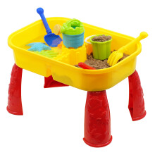 Sand & Water Table Play Set with 8 Accessories, Lid, Beach-Style Sandbox for Kids 18m+