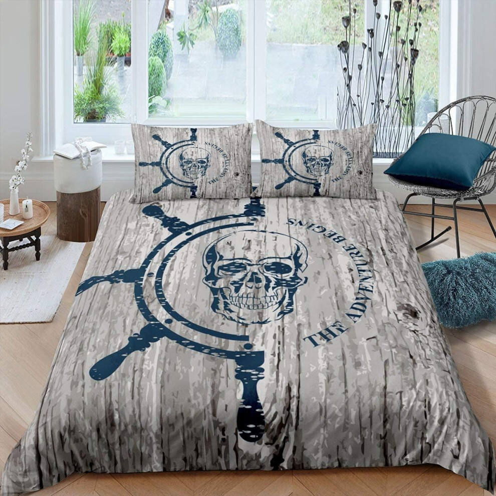 (Super King, Multi 45) Sailboat Bedding Set Nautical Decor Duvet Cover Double Size Blue Retro Sailboat Bedding Soft Duvet Cover Compass Anchor Pattern