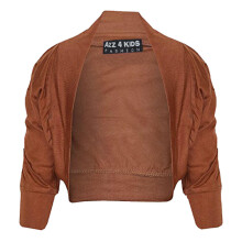 (11-12 Years, Mocha) New Kids Girls Ruched Sleeve Stylish Shrug Bolero Cropped Cardigan 2-13 Years