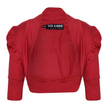 (9-10 Years, Red) New Kids Girls Ruched Sleeve Stylish Shrug Bolero Cropped Cardigan 2-13 Years
