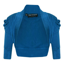 (5-6 Years, Teal) New Kids Girls Ruched Sleeve Stylish Shrug Bolero Cropped Cardigan 2-13 Years