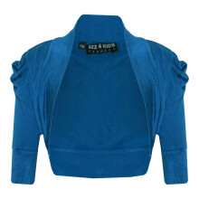 (4-5 Years, Teal) New Kids Girls Ruched Sleeve Stylish Shrug Bolero Cropped Cardigan 2-13 Years
