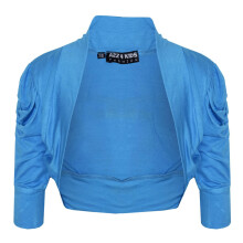 (11-12 Years, Tuquoise) New Kids Girls Ruched Sleeve Stylish Shrug Bolero Cropped Cardigan 2-13 Years