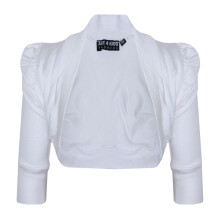 (7-8 Years, White) New Kids Girls Ruched Sleeve Stylish Shrug Bolero Cropped Cardigan 2-13 Years