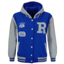 (11-12 Years, Fox Royal Blue & Grey) Kids Girls Boys R Fashion NYC FOX Baseball Hooded Jacket Varsity Hoodie 2-13 Yrs