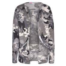 (9-10 Years, Camo Charcoal) Kids Girls Plain Open Boyfriend Cardigan Long Sleeves Fashion Top Age 2-13 Years