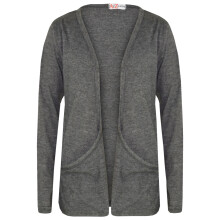 (11-12 Years, Charcoal) Kids Girls Plain Open Boyfriend Cardigan Long Sleeves Fashion Top Age 2-13 Years