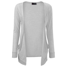 (7-8 Years, Grey) Kids Girls Plain Open Boyfriend Cardigan Long Sleeves Fashion Top Age 2-13 Years