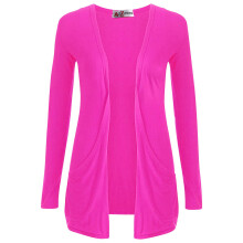 (4-5 Years, Neon Pink) Kids Girls Plain Open Boyfriend Cardigan Long Sleeves Fashion Top Age 2-13 Years