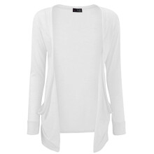 (3-4 Years, White) Kids Girls Plain Open Boyfriend Cardigan Long Sleeves Fashion Top Age 2-13 Years