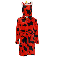 (13 Years, Red Cow) Kids Girls Bathrobe 3D Animal Dressing Gown