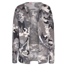 (13 Years, Camo Charcoal) Girls Plain Open Boyfriend Cardigan Top 2-13 Years
