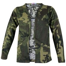 (11-12 Years, Camo Green) Girls Plain Open Boyfriend Cardigan Top 2-13 Years