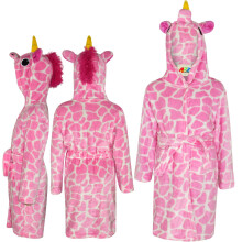 (13 Years, Pink Giraffe) Girls Boys Bath Robe Animal Unicorn Dressing Gown 2-13