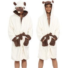 (9-10 Years, Pug) Girls Boys Bath Robe Animal Unicorn Dressing Gown 2-13
