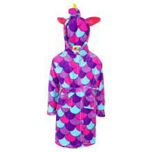 (11-12 Years, Purple Scales) Girls Boys Bath Robe Animal Unicorn Dressing Gown 2-13