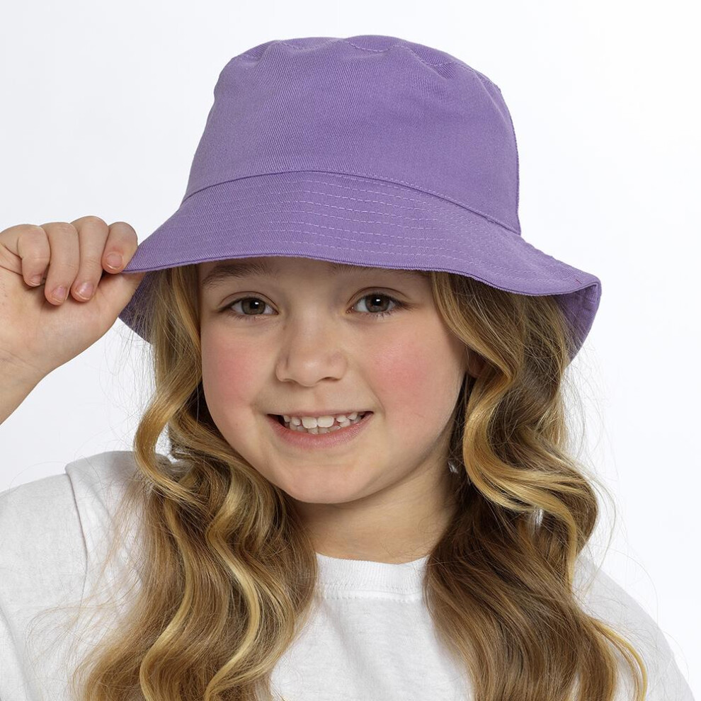 (7-10 Years, Lilac) Kids Girls Boys Bucket Hat Summer Sun Protection