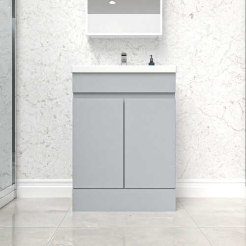 NES Home Nes Home Matte Grey 600 mm Freestanding Basin Vanity Unit 1