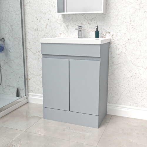 NES Home Nes Home Matte Grey 600 mm Freestanding Basin Vanity Unit
