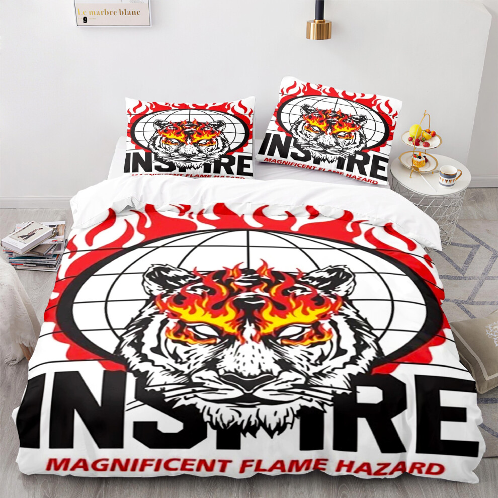 (Flame Tiger 1013, 135*200cm) New home textile flame tiger series quilt cover foreign trade digital printing three-piece 3D bedding set-image-OPC-PGNSZHJ-NEW