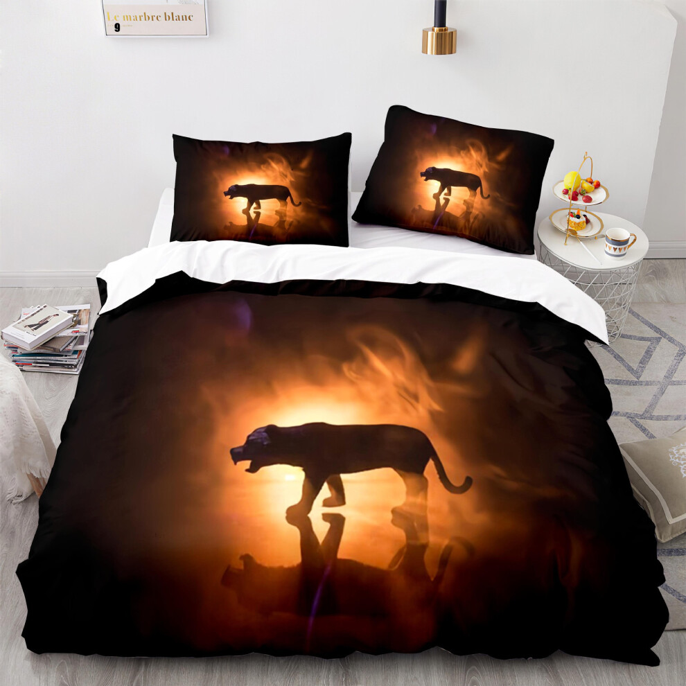 (Flame Tiger 1017, 173*218cm) New home textile flame tiger series quilt cover foreign trade digital printing three-piece 3D bedding set-image-OPC-PGNSZKN-NEW