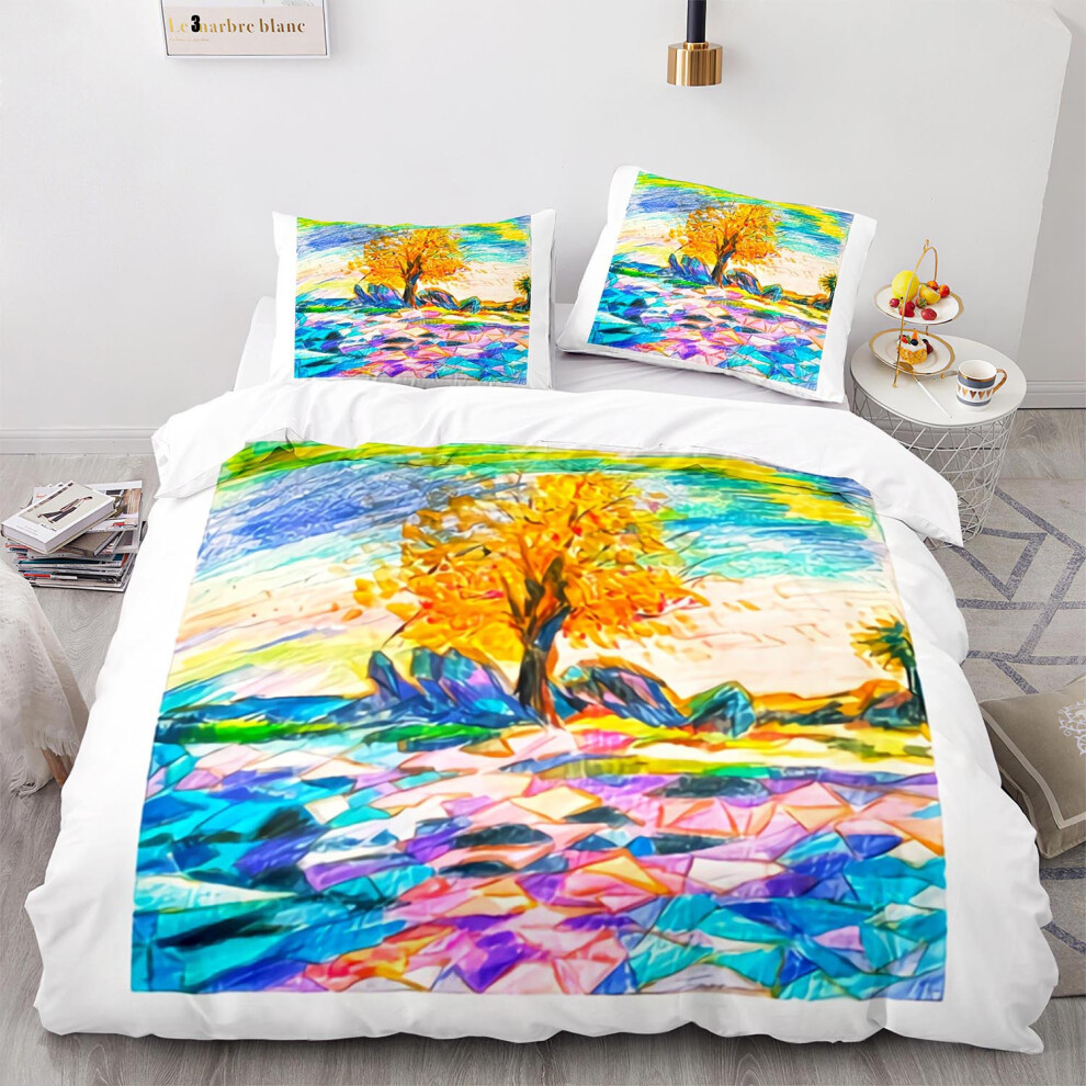 (Colored pendant painting 3002, 135*200cm) New digital printing three-piece colored pendant painting series duvet cover European and American size duv-image-OPC-PGNT2QF-NEW
