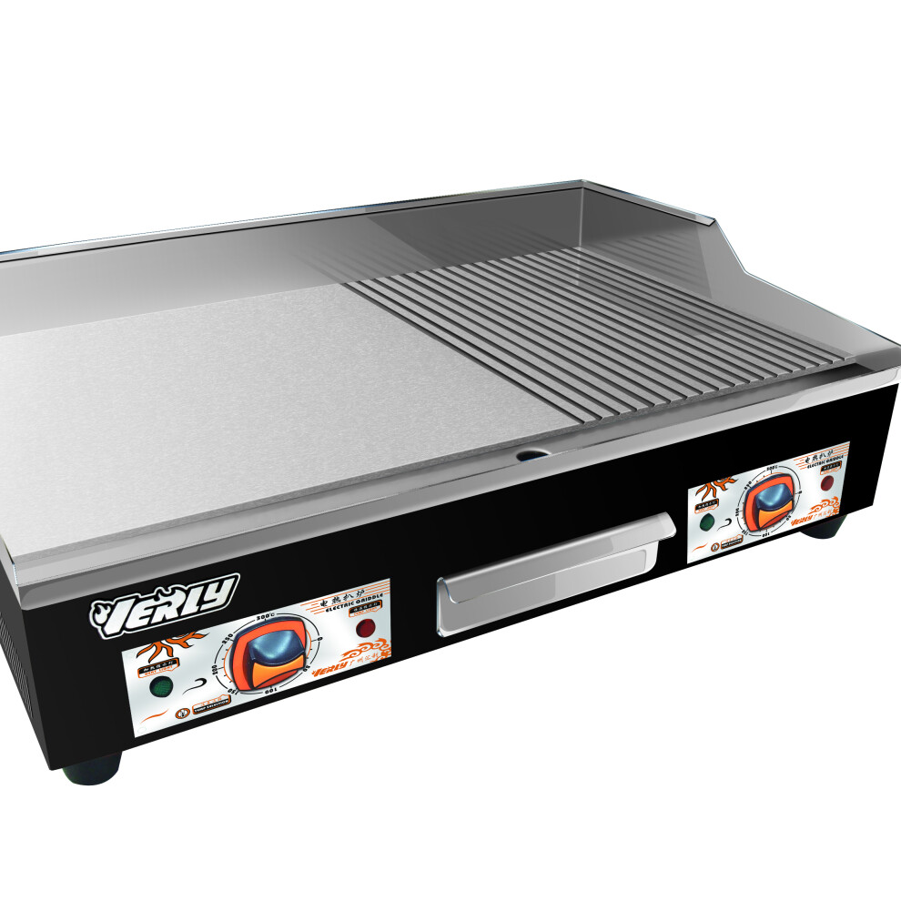 Commercial Electric Griddle Hotplate 73cm Flat & Grooved Surface