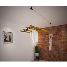 (6 Lath Black, 1.2m) Pulley Clothes Airer Ceiling Maid Victorian Laundry Rack Maiden Kitchen Dryer 4,6,7 Laths with & without laths